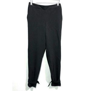 Express Mid Rise Pull On Trouser Pants XS Black Ankle Strap Pockets Business NEW